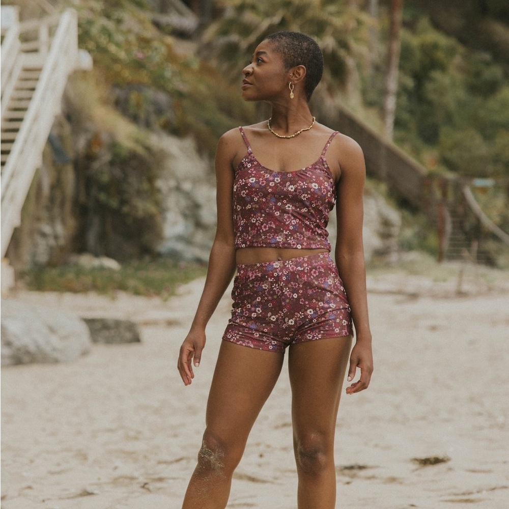 GEODE Charlotte Bottoms - Floral High Waist Women's Swim Shorts - Picture 4 of 4